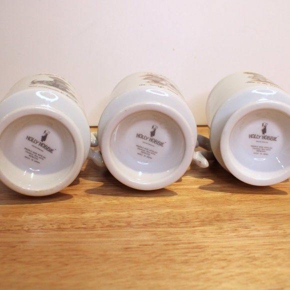 Vintage Holly Hobbie Cups Set of 3 Porcelain Mugs 1973 - Picture 7 of 8